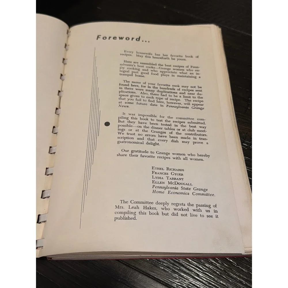 Vintage 1950 Pennsylvania State Grange Cook Book